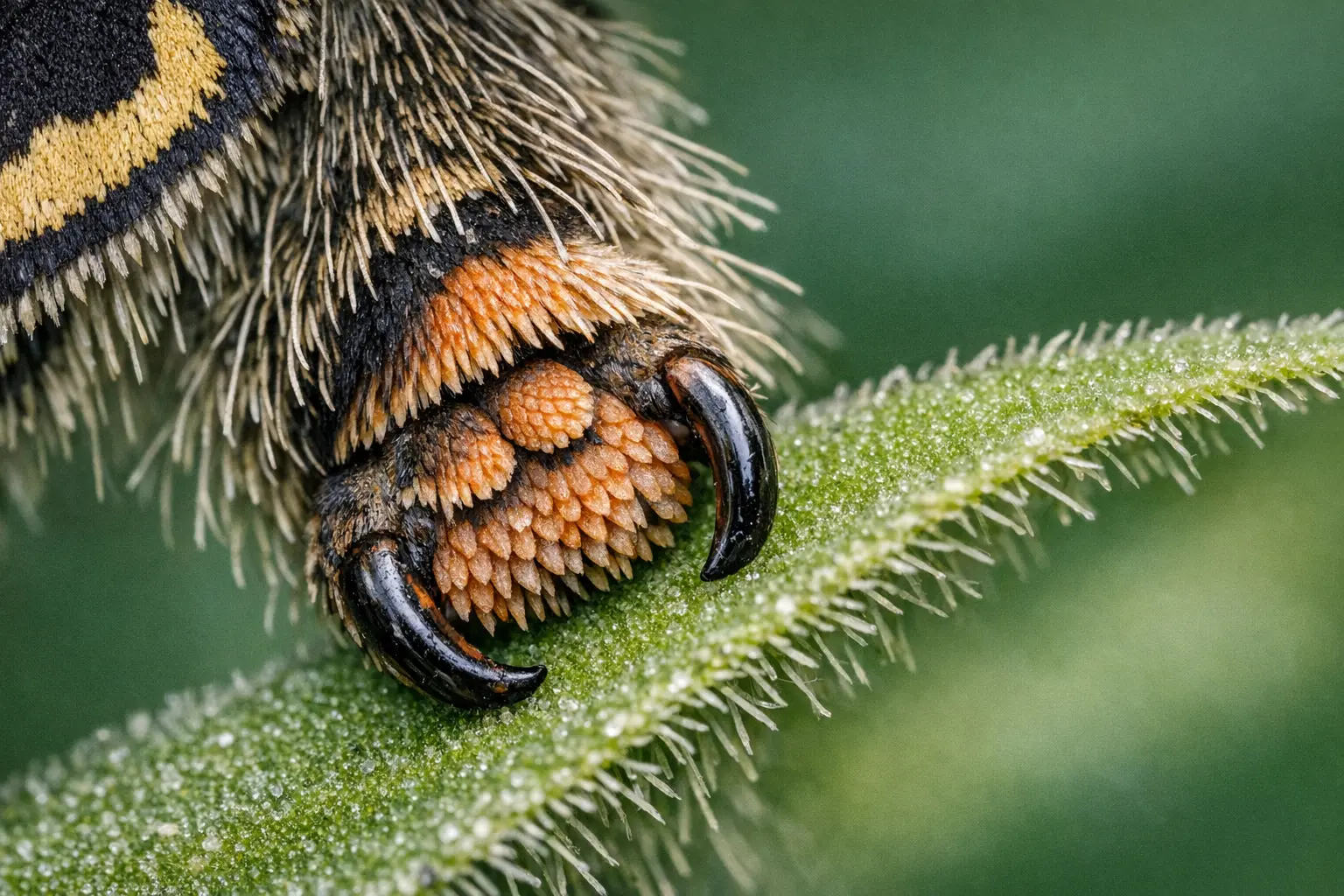 Butterfly foot on a leaf